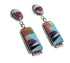 Multicolor Inlay Southwest Genuine Sterling Silver Post Dangle Earrings AX94994